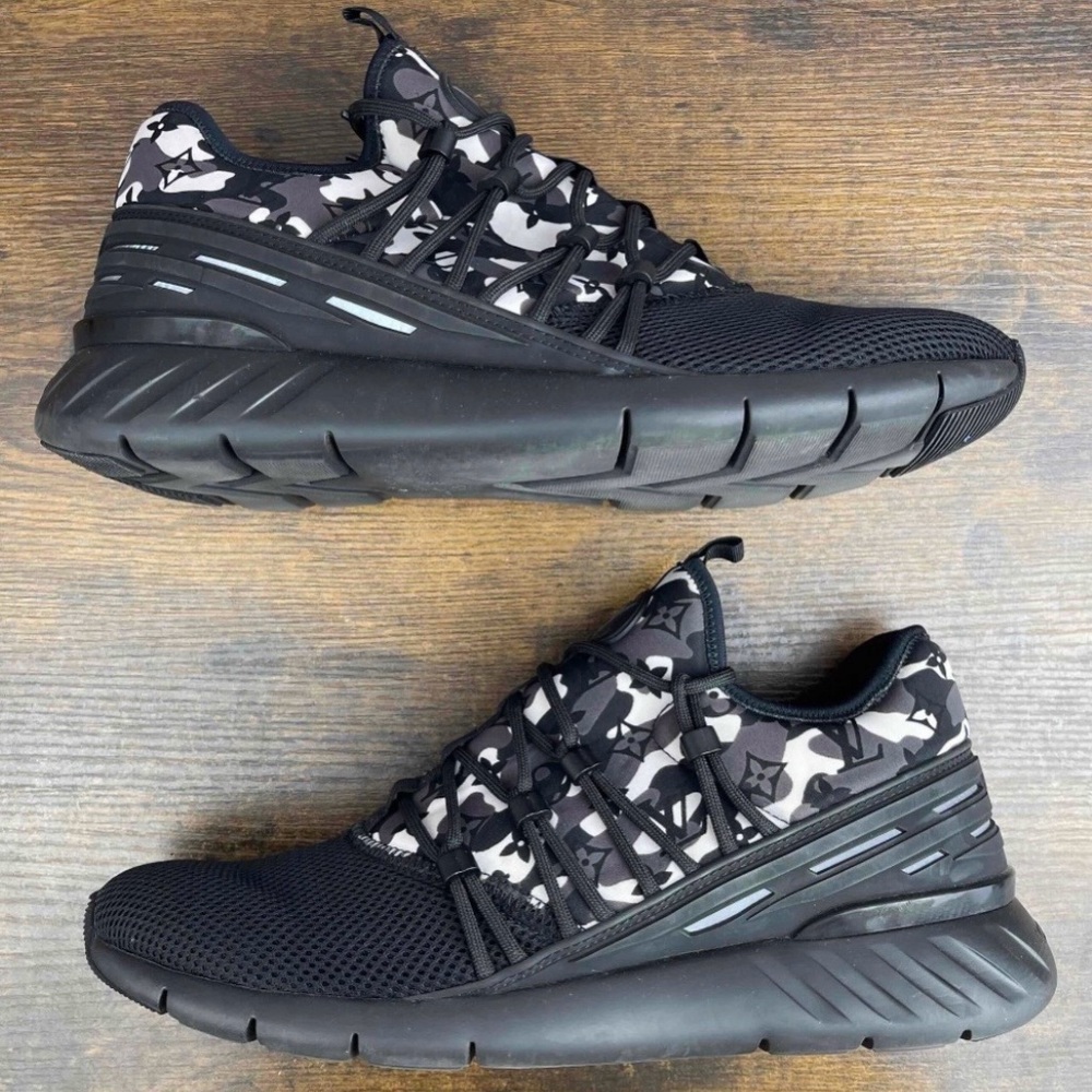 Louis Vuitton LV Fastlane Black Camo Size 9 UK / 10 US 1A3V1Y Designer Gym Shoes - Picture 3 of 9